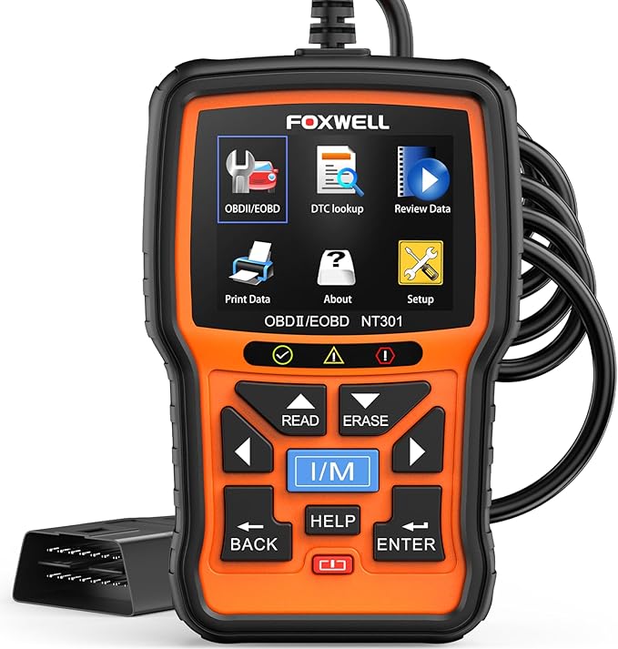 FOXWELL NT301 OBD2 Scanner Graphing Live Data Diagnostic Code Reader Professional Mechanic OBDII Scan Tool for Check Engine Light 2.8'' Color Screen OBD II Scanner for 1996 or Newer Vehicle