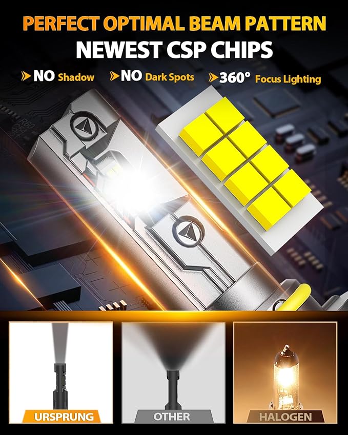 FAHREN 𝐍𝐞𝐰𝐞𝐬𝐭 H11 9005 LED Bulbs Combo, 𝟏𝟎𝟎𝟎𝟎𝟎𝐋𝐌 10X Super Brighter, 1:1 Size Easy Installation 9005 H11 Driving Light Bulbs, Plug-N-Play Canbus Ready, Pack of 4