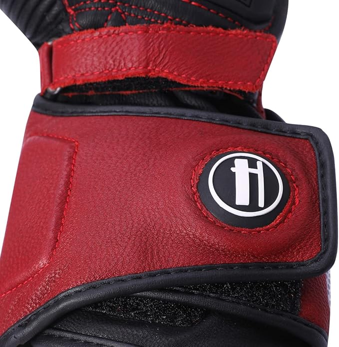 Harssidanzar Leather Motorcycle Gloves for Men and Women,Powersports Carbon Fiber Knuckle Protection Motorbike Gloves KM045