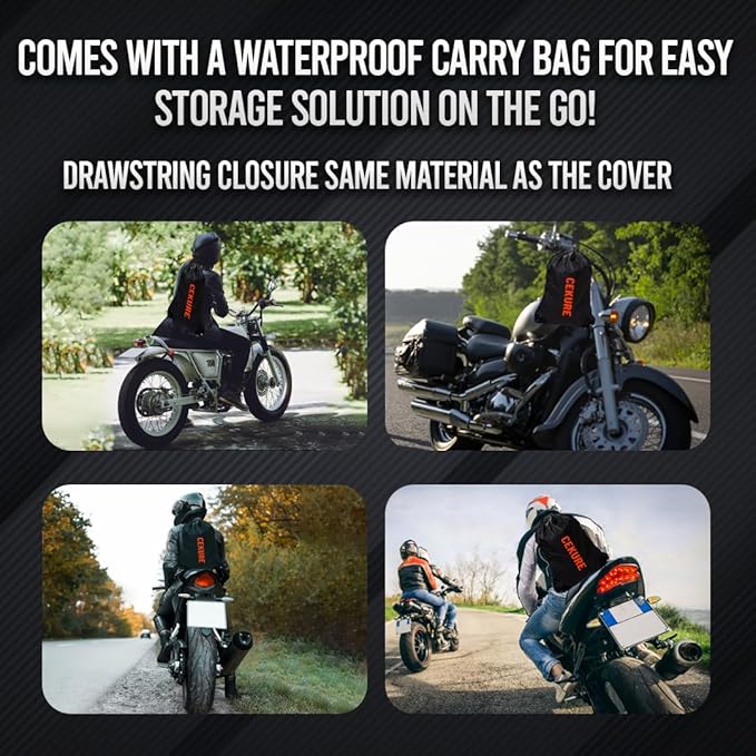 Your Ride! Heavy Duty Motorcycle Cover Waterproof Outdoor 210 Oxford Fabric with Heat Sealed Seams Ultra Waterproof Fits up to 96" All Weather Scooter Cover for Sport Bike with Carry Bag
