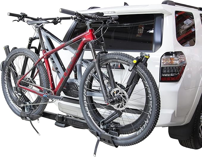Saris SuperClamp EX 2-Bike Hitch Rack – Lightweight Platform Bike Carrier for Car, SUV, Truck – Tilting Design, Secure Wheel Clamping, Fits Road, Mountain, E-Bikes – 1.25" and 2" Hitch Receiver
