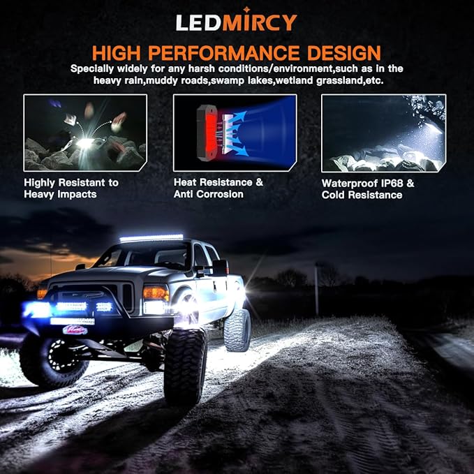 R4 Pure White LED Rock Lights Kit with Roker Switch Wire Harness 12PCS Rock Lights White for Offroad Trucks ATV UTV SUV Underglow Light Trail Rig Light Under Body High Power Waterproof