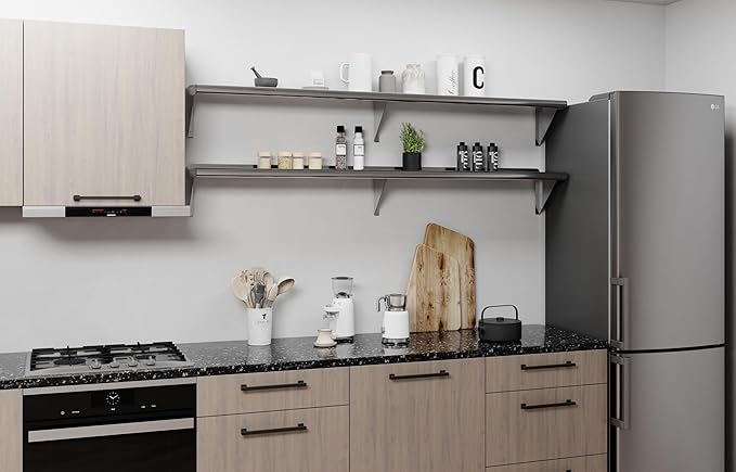 AmGood 72" Long X 10" Deep Stainless Steel Wall Shelf | NSF Certified | Appliance & Equipment Metal Shelving | Kitchen, Restaurant, Garage, Laundry, Utility Room