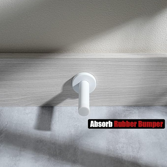 JQK Door Stopper White, 304 Stainless Steel Thicken 1mm Sound Dampening Door Stop Bumper Wall Protetor 8 Pack, DSB5-WH-P8
