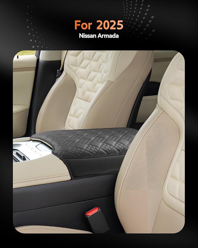 CDEFG for 2025 Nissan Armada Center Console Cover Armrest Box Cover for Armada (SV, SL, Platinum, Pro-4X, Platinum Reserve) 2025+ Accessories Console Arm Rest Protector
