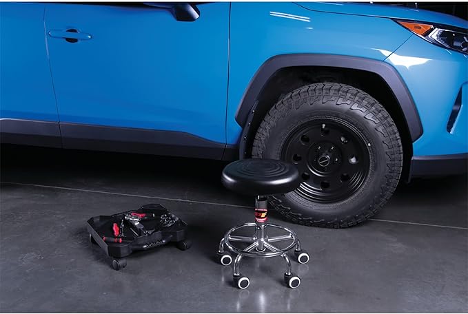 Performance Tool W85027 Adjustable (19 - 24 Inch) Pneumatic Rolling Bar Stool, 250 Lbs Capacity