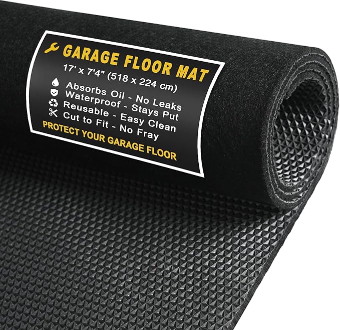 Heavy-Duty Garage Floor Mat 17' x 7'4" - Waterproof Garage Flooring for Cars & SUVs, Durable Garage Mats for Floor, Oil Spill Resistant Garage Mat, Easy-to-Clean Garage Rug for Floor, Oil Change Mat