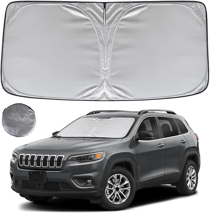 KAYZT Windshield Sun Shade for 2014-2023 Jeep Cherokee (Not for Jeep Grand Cherokee) SUV Foldable Sunshade Front Window Custom Fit Car Accessories