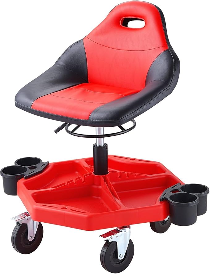 Rolling Garage Stool 300LBS Adjustable Mechanic Work Shop Seat w/Casters