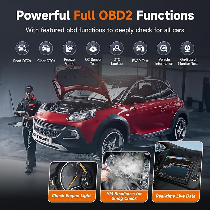 FOXWELL NT624 Elite OBD2 Scanner Upgraded from NT614Elite & NT604Elite Code Reader, All-System OBD2 Scan Tool, 8 Advanced Reset Functions, AutoVIN, Live Data, Lifetime WiFi Free Updates