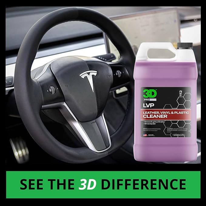3D LVP Interior Cleaner - Removes Dirt, Grime, Grease, Oil & Stains from Leather, Vinyl & Plastic - Great for Seats, Steering Wheels, Door Panels, Dashboards - Car, Office, Home Use - 1 Gallon