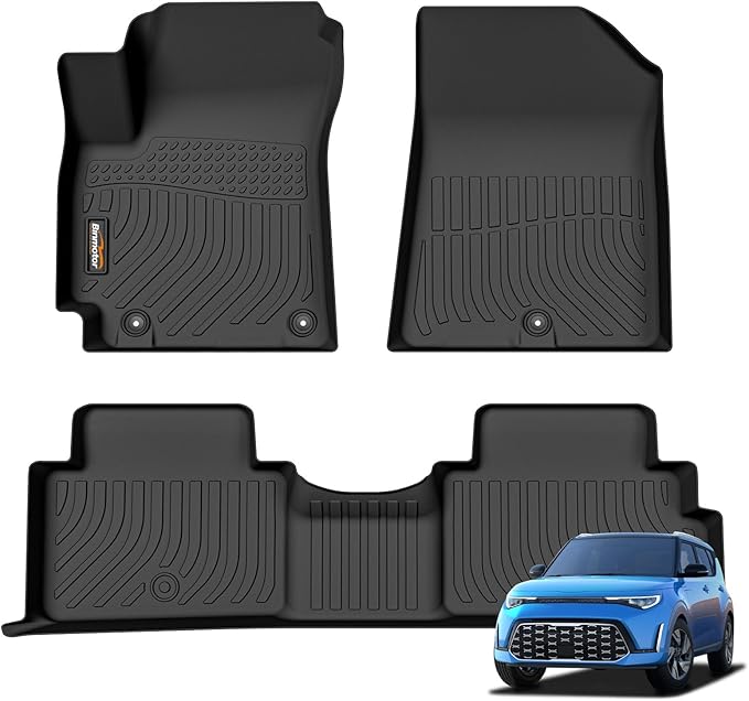 Binmotor-All Weather Floor Mats for Kia Soul 2025 2024 2023 2022 2021 2020, 1st & 2nd Row, Floor Liners for Soul, Car Floor Mats Custom Fit for Kia Soul Accessories