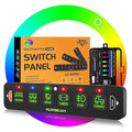Auxbeam 6 Gang Slim Switch Panel RGB AS-R60 Toggle Momentary Pulsed Dimmable Backlight Multifunction Switch Panel with Memory Function for 12-24V Truck Offroad Car Marine Waterproof