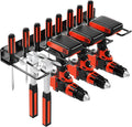 Drill Holder Power Tool Organizer Wall Mount, 4 Cordless Drill Racks with Screwdriver Hole, Heavy Duty Metal Garage Tool Organizer Storage for Tool Room Workshop Basement(1 Tier Black)