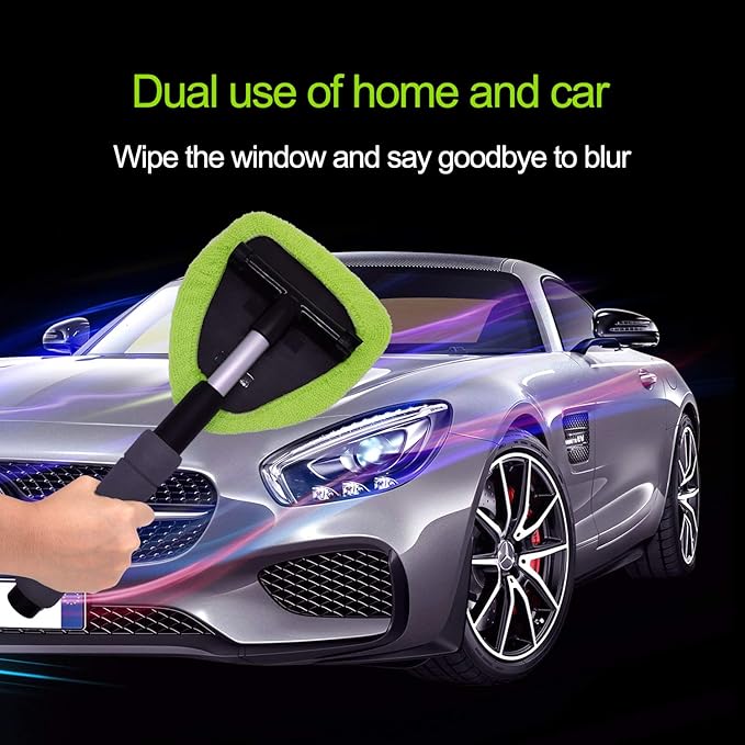 XINDELL 5 Pack Microfiber Pads – Replacement Heads Cover for Xindell Windshield Cleaner Tools. Washable & Reusable Triangle Pads (Green). Fits Window Reach Tool - Handle Not Included