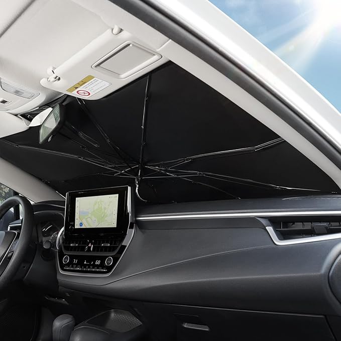 Umbrella Sunshade for Corolla Cross 2025 Accessories, Foldable Windshield Cover Sun Shade Umbrella Visor with UV Block Windshield Heat Insulation (for Toyota Corolla Cross 2022-2025)