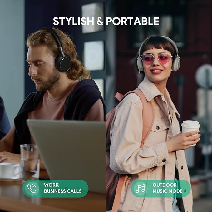 Yealink BH76 (2022 Old Edition) Wireless Headset Active Noise Cancelling (ANC) Bluetooth Headphone with Retractable Mic-Boom, Teams Certified On-Ear Headphone, up to 35h Talking Time, USB-A Dongle