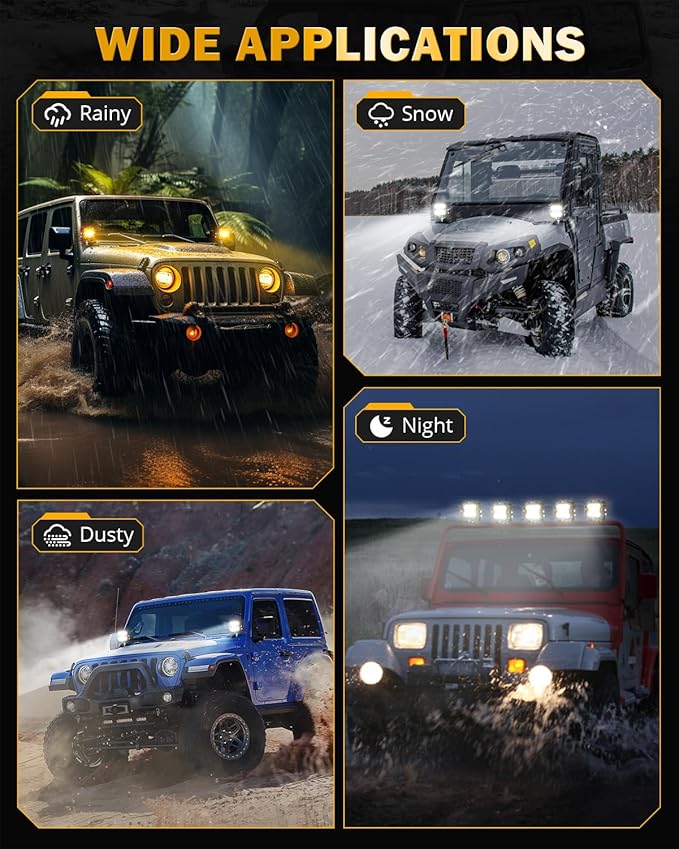 Auxbeam 3 Inch 96W Amber White LED Light Pods XP-Ultra Series 6 Modes Dual Color Fog Light Cube Spot Flood Combo Strobe Lights Driving Offroad Ditch Lights for Truck Jeep, Pair