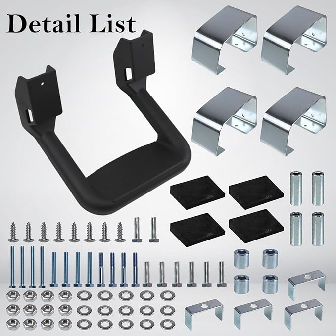 RULLINE Black Powder Coated Truck Side Step Set - 2 Pieces (1 Pair) with Mounting Brackets - Compatible with Chevy (Chevrolet), Ford, Toyota, GMC, Dodge RAM, and Jeep Trucks