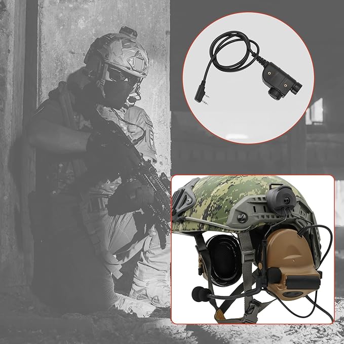 COMTA 2 Helmet-Type Tactical Headset with U94 PTT 2pin，Noise Canceling Headphones，for Airsoft Hunting Shooting