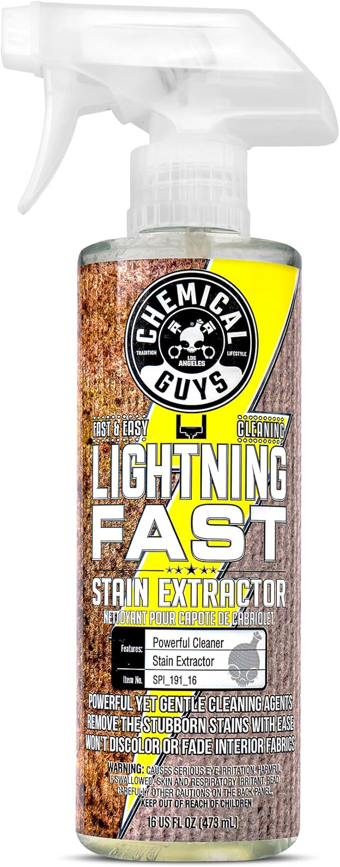 Chemical Guys SPI_191_16 Lightning Fast Carpet and Upholstery Stain Extractor, (Fabric, Upholstery, & Carpet), Safe for Cars, Home, Office, Furniture & More, 16 fl oz, Fresh Scent