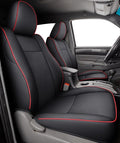 LUCKYMAN CLUB 2005-2015 Tacoma Custom Fit Seat Covers for Crew Cab with Faux Leather (2005-2015 Black & Red)