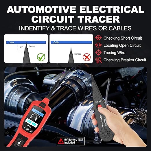 Circuit Breaker Finder Tool, Battery Tester, AC DC Voltage Tester, Fuel Injector Tester, 9V-30V Automotive Circuit Tester with 40FT Cable, P180