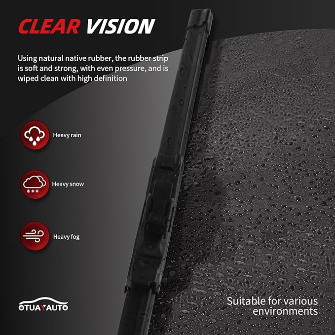 OTUAYAUTO Premium Windshield Wiper Blades - Replacement for BMW X2 2018-2022 - Precision Fit, All-Weather Performance, Front and Rear Wiper Blades, Pinch Tab - 24"+20"+13" (Pack of 3)