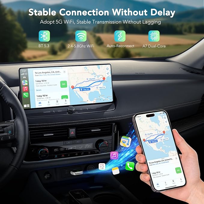 Wireless CarPlay Adapter 2025, Convert Wired to Wireless CarPlay Adaptor for Apple, Compatible with Cars with Factory Wired CarPlay for iPhone & Android with USB/USB-C Port (Light Grey)