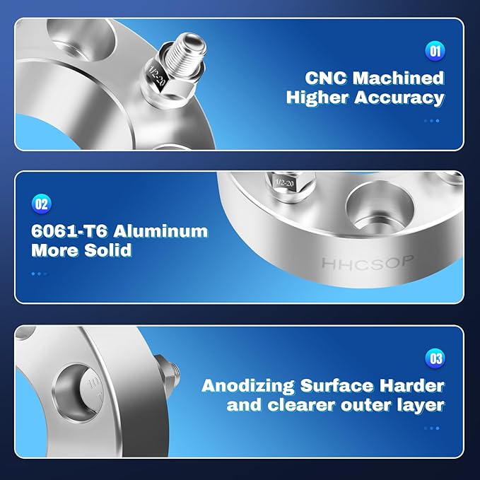 HHCSOP 4x4 Golf Cart Wheel Spacers 1.5 inch ATV Wheel Adapters for EZ GO EZGO Club Car, 4PCS 4x101.6mm Wheel Spacer Hub Bore 62mm with 1/2" Studs - Silver