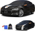 12-Layer Custom Fit Car Cover for Tesla Model S (2012-2025), Upgraded Waterproof All-Weather Full Exterior Cover with Door Zipper and Charging Port, for Snow Rain Dust and Sun UV Protection-Black.