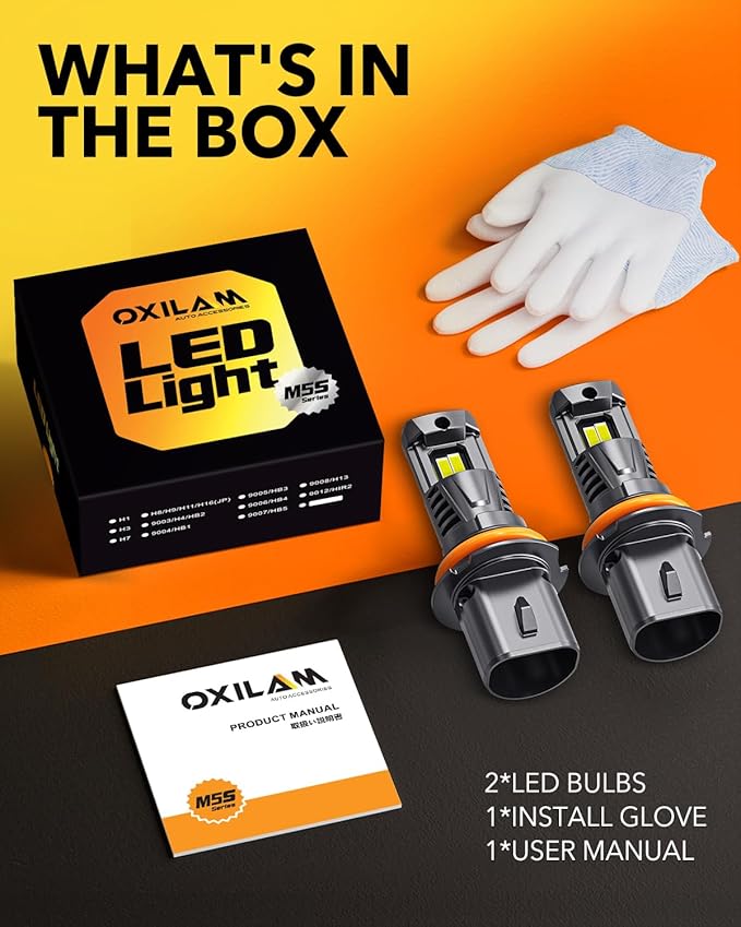 OXILAM 9007/HB5 LED Bulbs 10X Ultra-Brighter 60,000LM Than Halogen, 3 Min Quick Install, 20 Years Lifespan, No Flicker, 99% Compatibility