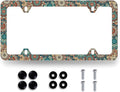 Vintage Mandala Flowers License Plate Frame Boho Floral License Plate Holder Funny License Plate for Car Decoration Stainless Steel Colorful Car Accessory with Screws Men Women 12.3" x 6.3"