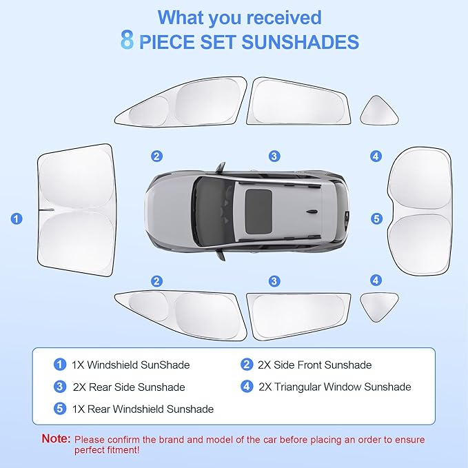 8pcs Car Window Shades for Subaru Crosstrek 2024 2025 2026 Accessories,Windshield Side Rear Full Sunshade,Sun Visor UV Blocking, Privacy Protection and Blackout for Camping Outdoor
