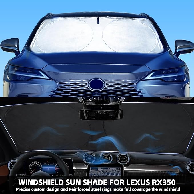INSAUTO for RX 2025 Windshield Sun Shade Sunshade Custom-fit for Lexus RX SUV 2016-2022 2023 2024 Windshield Cover Front Window 4-Layers Sun Visor Foldable Blocks UV Rays Shield Keep Your Car Cooler