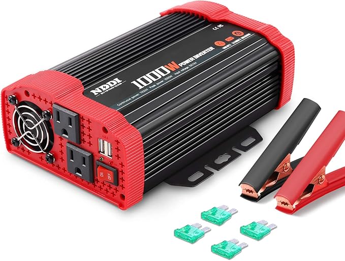1000W Car Power Inverter, DC 12V to AC 110V Car Inverter with Dual AC Outlets and Dual 3.1A Quick Charging USB Port Car Adapter