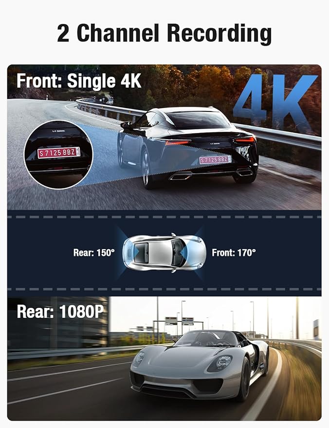 OMBAR Dash Cam Front and Rear 5G WiFi, Dash Cam 4K/2K/1080P+1080P, Dash Camera for Cars with 3.18" LCD Screen, Dashcam Car Camera with WDR Night Vision, G-Sensor, Loop Recording, SD Card Not Included