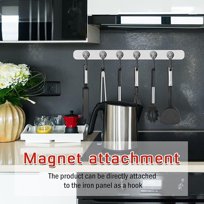 FINDMAG Black Magnetic Hooks, 30lbs+ Strong Magnetic Hooks for Refrigerator, 2025 Cruise Ship Essentials, Swivel Swing Magnet Hooks for Garage, Home Organizaton, Whiteboard, Office Supplies - 20 Pack