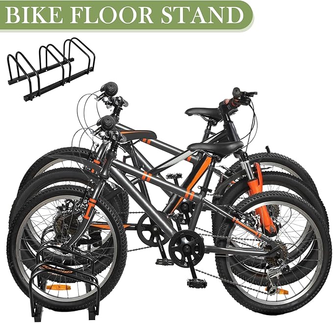 iCool Bike Stand for 3 Bikes, Parking Rack - Garage to Outdoor Use, Max. Tire Width 2.15"