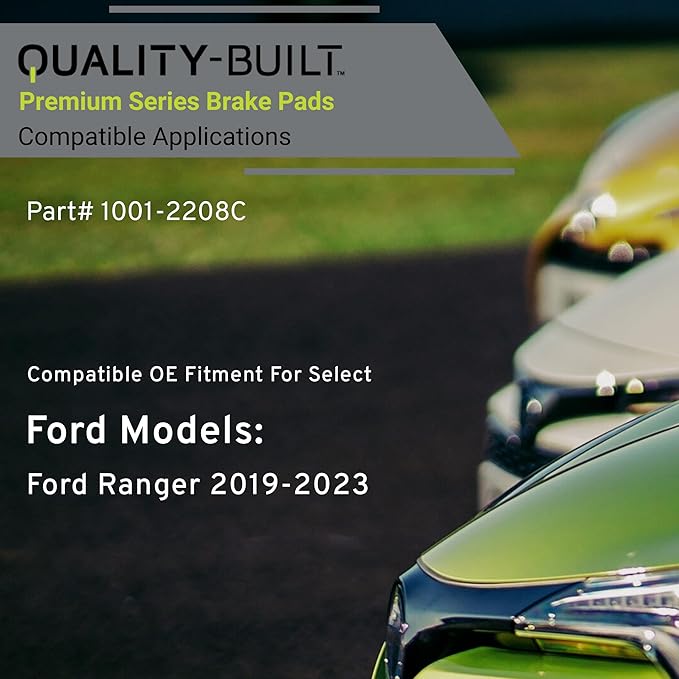 Premium Ceramic Rear Brake Pads (1001-2208C) Compatible with Ford Ranger 2019-2023