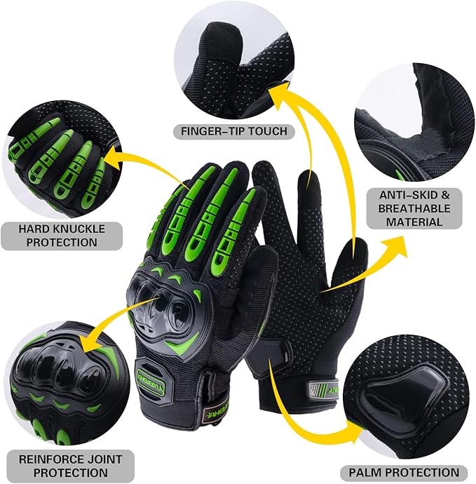 Motorcycle Gloves Touch Screen Full Finger Riding Gloves Knuckle Protection for Men and Women for Dirt Riding, Road Racing, Cycling, Climbing Work Outdoor Sports