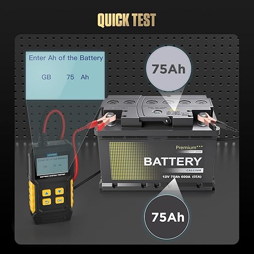 12V Car Battery Tester, 20-2000 CCA Load Tester Automotive,Charging & Cranking Analysis for Motorcycle, Truck, Boat, RV, Marine & More