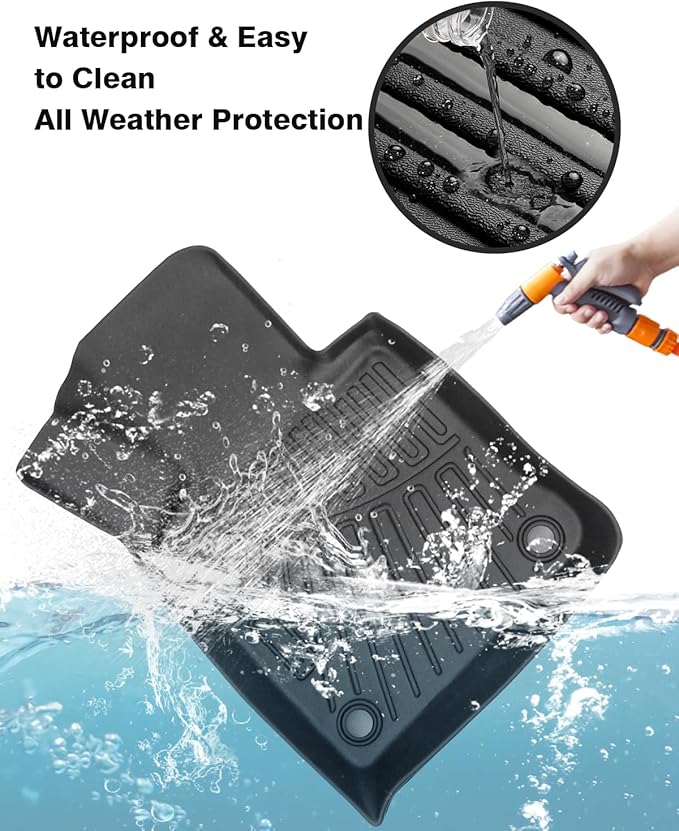Powerty Floor Mats for 2023 2024 2025 Mercedes Benz GLC丨GLC 300丨GLC 350e丨4Matic Accessories All Weather Floor Liner 3D TPE 1st & 2nd Row Floor Mat Heavy-Duty Floor Liners