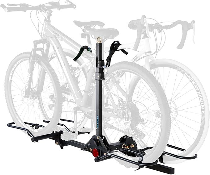 POLESTAR Hitch Mounted 2-Bike Rack, 200lbs Capacity Bike Rack Hitch with Lock, 2" Receiver Foldable Platform Mount for E-Bike, Up to 5" Fat Tire Bicycle and Standard, fit Car Trucks SUVs RVs Trailer