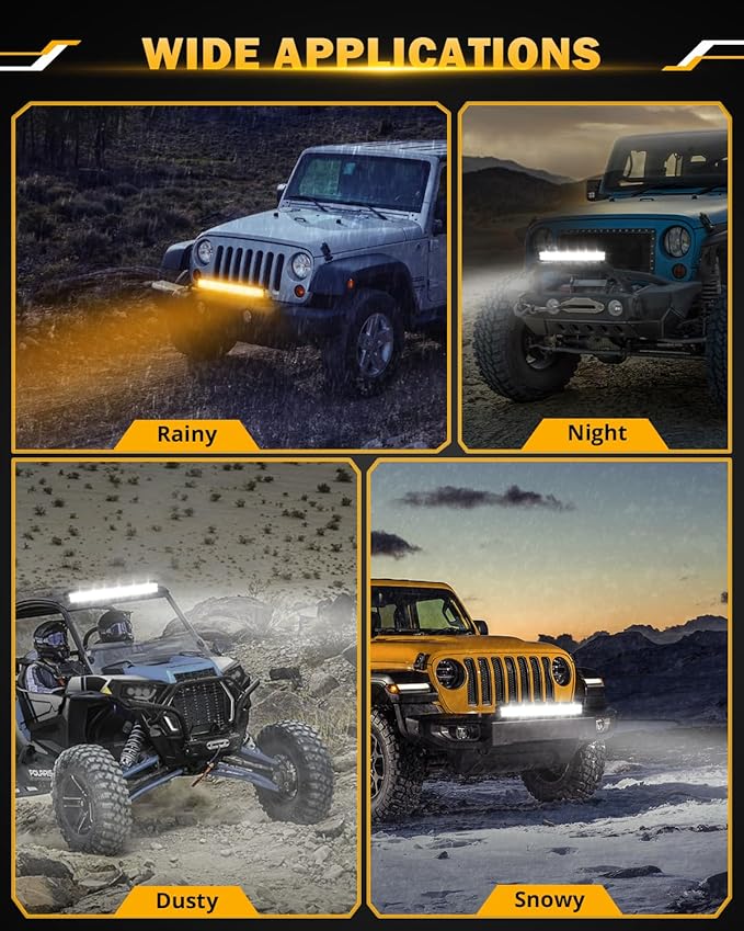 Auxbeam 22 Inch LED Light Bar, 120W 6 Modes Amber White Strobe Fog Lights, Yellow Spot Flood Memory Reset Function Offroad Driving Work Ditch Light for Truck Car ATV