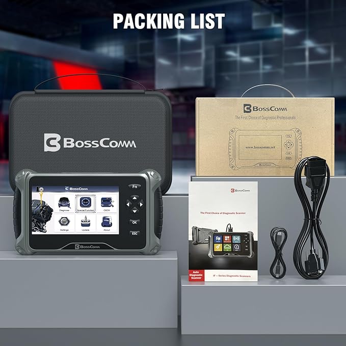 BOSSCOMM IF740 OBD2 Scanner, 4 Systems ABS/SRS/Transmission/Check Engine Code Reader Scan Tool with Oil＆Throttle Resets, Car Scanner Diagnostic Tool for All Cars, Easy to Use, Lifetime Free Update