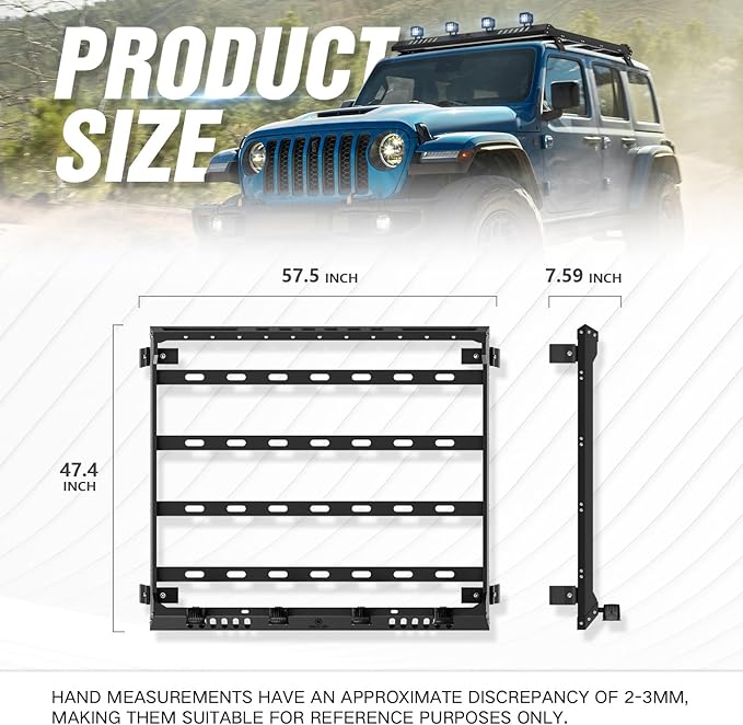 Roof Rack Cargo Basket with 4 PCS LED Light Bar Compatible with 2007-2024 Jeep Wrangler JK JL Unlimited & Gladiator JT 4 Doors Hardtop Model, JKU JLU Luggage Storage Carrier Rooftop Racks