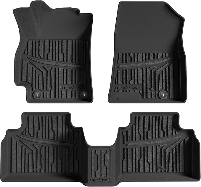 TripleAliners All Weather Floor Mats Compatible with 2024 2025 KIA K4 Accessories 1st & 2nd Row Liners TPE Full Coverage Protection Waterproof Car Floor Liners