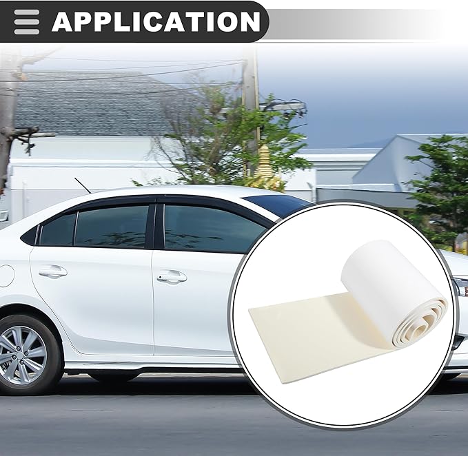 Motoforti Universal Car Garage Wall Guard, 2000x200x6.5mm, PE Foam EVA, White, 1 Pcs