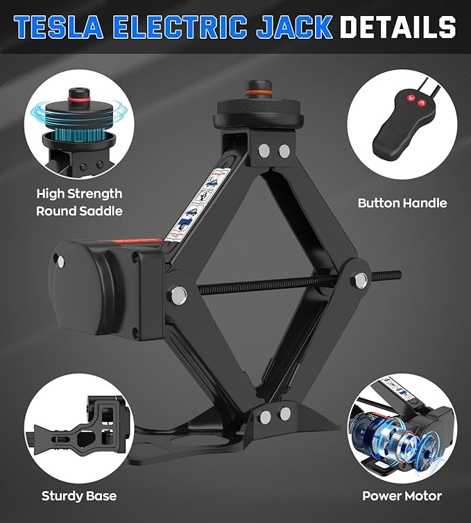 Electric Car Jack for Tesla Model Y Model 3/S/X, Portable 2 Ton 12V Electric Jack for Tesla Vehicles with Lug Wrench
